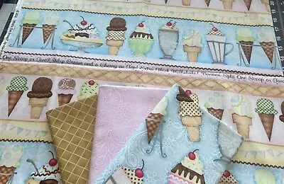 Ice Cream Cone SPX Fabric What’s The Scoop VHTF OOP 4 Yard Lot • $52.50