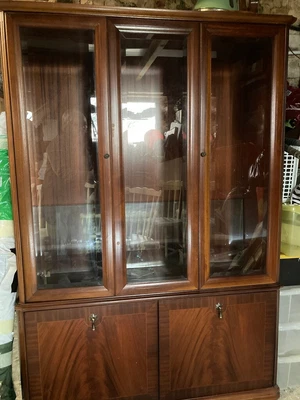 £0.99 • Buy Meredew Mahogany Display Cabinet, With Two Glass Shelves And Interior Light.