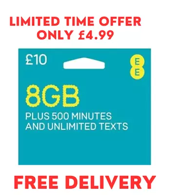 EE / Ee Trio Pay As You Go PAYG SIM Card Loaded With £10 / Ten Pounds Credit • £4.99