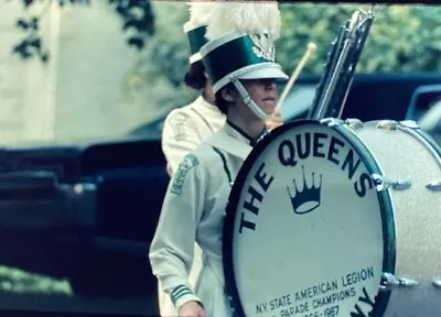 Queens Co NY American Legion Marching Band Bassist Drums Color Slide Photo 1973 • $8.97