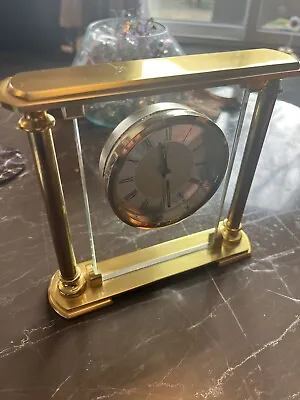 London Clock Company Gold Tone In Glass Mantel Battery Operated Alarm Clock • £14.99