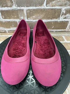 Crocs Lined Suede Ballet Slip On Mary Jane Flats Fuchsia Womens Size 7 • $15.95