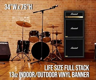 LIFE SIZE! Marshall Full Stack Single Guitar Vinyl Backdrop/Banner/Wall Art/Band • $70