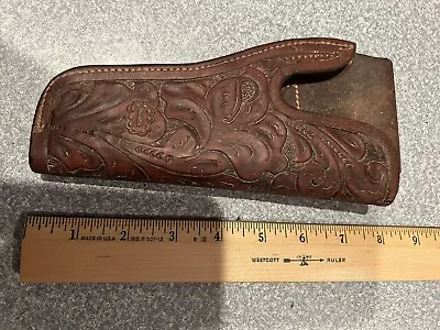 Vintage Holster Hand Carved Leather Large Caliber Colt 45 • $4.25