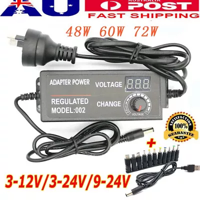 AC DC Voltage Adjustable Power Supply Adapter Charger Switch 11Tips Universal • $26.58