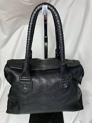 VINTAGE Cole And Hahn Black Leather Double-Handled Satch Top Handle Bag • $12.40