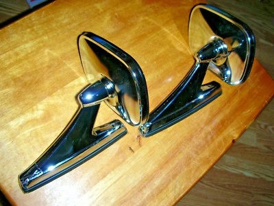 $57.69 • Buy Nos:2-vintage Classic Chrome Twin Sport Muscle Car/hot Rod Oblong Side Mirrors