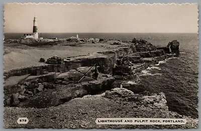 Lighthouse Portland Dorset Pulpit Rock Real Photo Postmark 1959 RPPC Postcard • £8