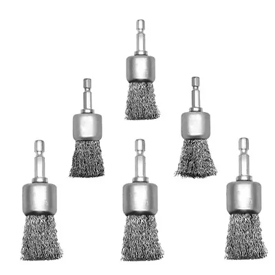 6 Pack Wire Brush Wheel For Drill 1-Inch Crimped End Wire Brushes 1/4Inch Hex Fo • $17.51