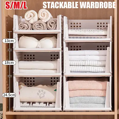Wardrobe Drawer Units Organizer Clothes Closet Stackable Storage Boxes White  • £5.99