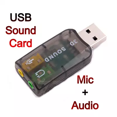 USB To 3.5mm MIC Headphone Jack Stereo Headset 3D Sound Card Audio Adapter PC • £2.99