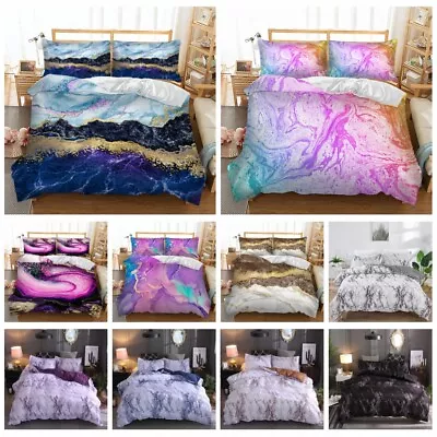 Marbled Floral Duvet Doona Quilt Cover Set Single Double Queen King Size Bedding • $28.20