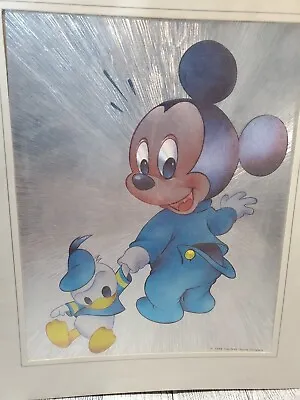Vtg Baby Mickey Mouse & Donald '84 Walt Disney Co. Foil Art Lithograph 10 X12  • $10.99