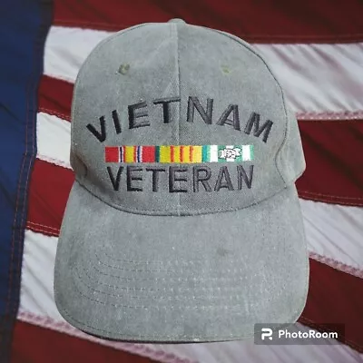 U.s Military Vietnam Veteran Hat Ball Cap Stone Washed Od Green • $3