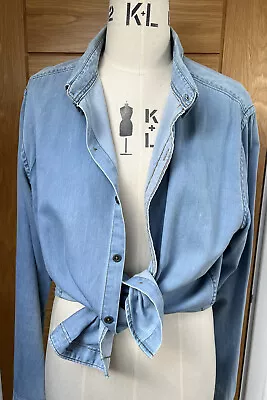 Womens So Denim Shirt Soft Chambray Blue Size L Uk 12-16 New • £20