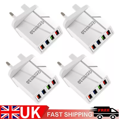 4 Multi Port Fast Quick Charge USB Hub Mains Wall Charger Adapter UK Plug UK • £4.90