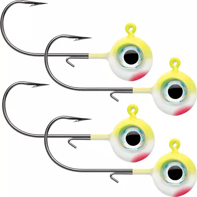 VMC Neon Moon Eye 1/8 Oz. 3D Holographic Jig - 4 Pack - Clown • $11.25