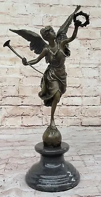 SIGNED Moreau BRONZE WINGED VICTORY Winged Angel Nike Victory Goddess Figurine • $349