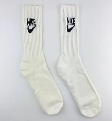 Vintage Nike BLACK Logo Socks 80s 90s Swoosh Spell Out Crew Men VTG Sz 10-13 • $34.99