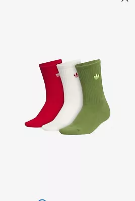 Adidas  Originals Xmas Comfort Red White And Green Crew Socks 3 Pack Medium • $18.99
