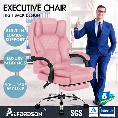 ALFORDSON Office Chair Gaming Executive Computer Footrest PU Leather Work Seat • $159.95