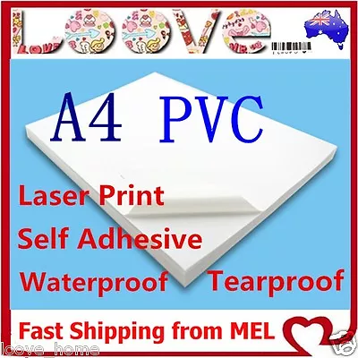 10* A4 White PVC Glossy Waterproof Self Adhesive Sticker Label Laser Print Paper • $7.99