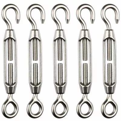 £6.99 • Buy 5x Turnbuckle Wire Tensioner Strainer Hook And Eye Stainless Steel H&S