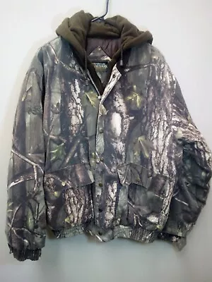 Vintage Master Sportsman Hunting Hooded Jacket Men's 2XL Brown Tree Camo Outdoor • $24.99