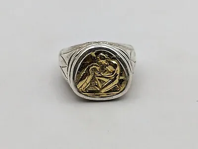 18k Gold Coin “Roman God” Set In Sterling From The Vatican Italy Ring Size 6 • $500