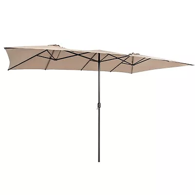 15FT Double-Sided Patio Umbrella Outdoor Rectangle Market Twin Umbrella W/10-Rib • £79.95