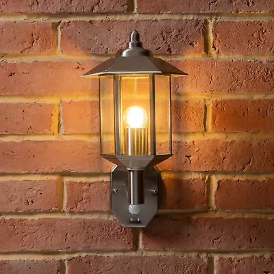 Metal Pagoda PIR Porch Lights Industrial Garden Wall Movement Sensor Wall Light • £76.95