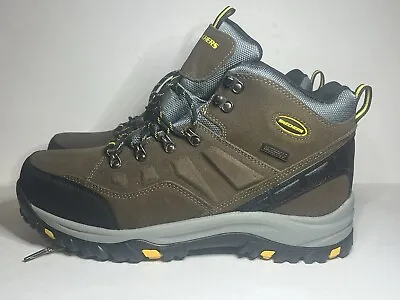 Skechers Mens Hiking Boots Shoes Brown Leather Waterproof Sz. 11.5 Wide NEW • $64.99