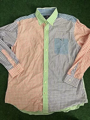 Vineyard Vines Pastel Colorblock Patchwork Tucker Party Shirt Mens Easter Large • $34.95