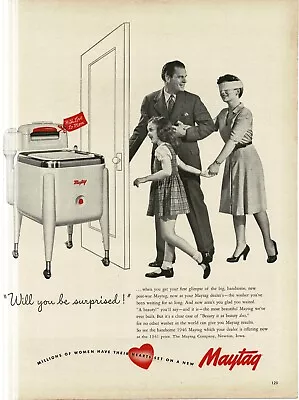 1946 Maytag Wringer Washer Mom Gets A Surprise Gift Vintage Print Ad • $8.95