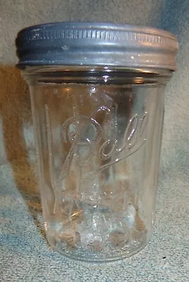 1 OLD VINTAGE PINT WIDE MOUTH GLASS BALL FREEZER CANNING JAR With ZINC LID • $15.95