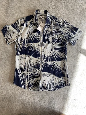 £22 • Buy Reiss McCawly-SS Palm Linen Short Sleeve Shirt - Large Slim Fit