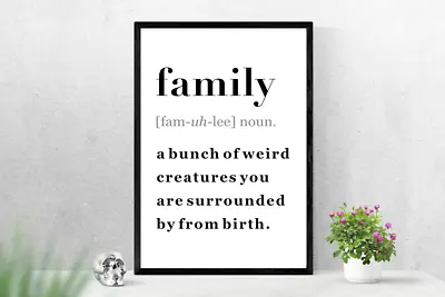 £5 • Buy FAMILY Definition Typography Inspirational Funny Wall Art Print Poster Gift Idea