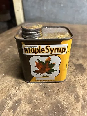 Vintage Old 1962 Rare Pure Maple Syrup Leaf Graphic 1 Pint 22 Oz Tin Metal Can • $39.99