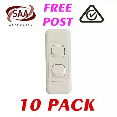 10 X 2 Gang 2 Way Architrave Switch - WHITE - Electrical Light Switch - SAA • $25.99