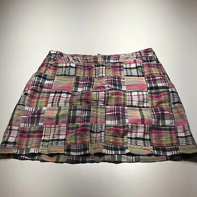 Merona Skirt Womens Size 12 Pink Madras Straight Pockets Casual Zip Fly • $12.99