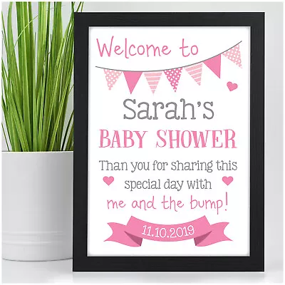 PERSONALISED Baby Shower Thank You Welcome Sign - Pink Blue Unisex Decoration • £4.95