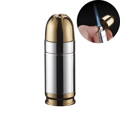 Bullet Cigarette Cigar Lighter Metal Butane Gas Jet Torch Lighters Refillable • $9.60