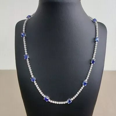 20.0CT Oval Cut Lab Created Sapphire Women's Gold Finish 925 Tennis Necklace 18 • $368.94