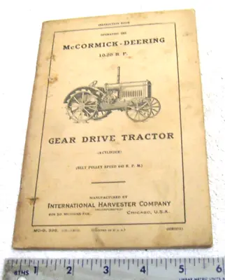 1925 Mccormick Deering International Tractor 10-20 Instruction Operators Manual • $15