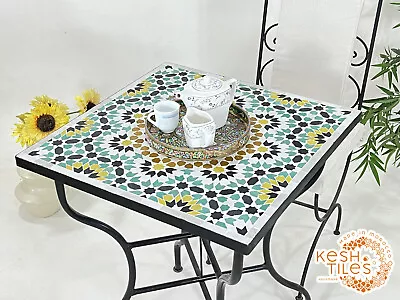 24Inch SQUARE MOSAIC TABLE -  24K Traditional Multicolor Andalusia Pattern • $480