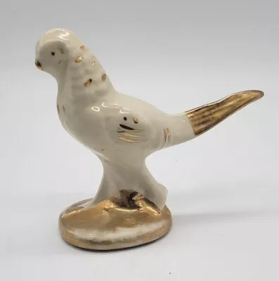 Vintage Ceramic Parakeet Falcon MCM Hollywood Regency Ivory Gold Bird Figurine  • $7.50