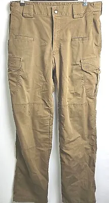 5.11 Tactical Pants Sz 34x34 Cargo Beige Khaki Rip Stop Double Knee Military  • $12.88