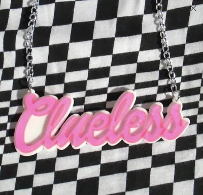 £15 • Buy New Clueless Necklace Pink White Glitter Acrylic Laser Cut Name Cher 90s 1990s