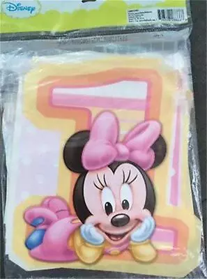 Disney Minnie Mouse 1st First Birthday Party Plastic Banner 1 Per Package New • $6.95