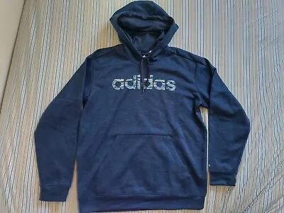 Adidas Navy Blue Fleece Hooded Pullover Sweater W/ Camo Lettering - Mens Large • $19.99